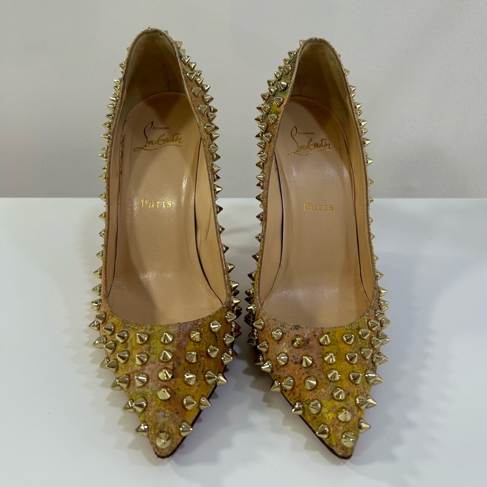 Christian Louboutin Gold Studded Spiked Heels